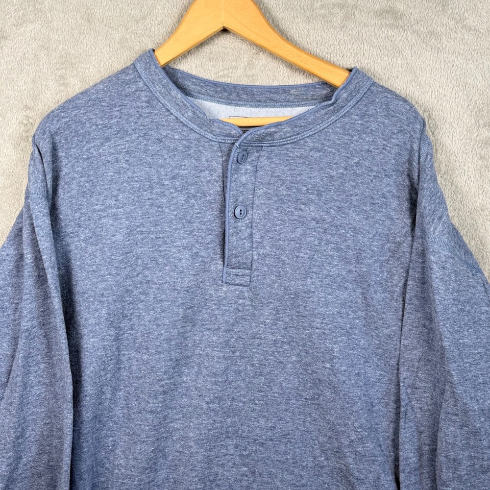 L.L. Bean River Driver Shirt Men XXL Blue L/S Henley Wool Blend Two-Layer Basic - Picture 3 of 7
